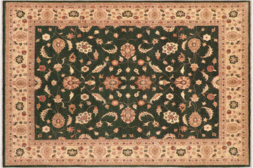 handmade Traditional Kafkaz Chobi Ziegler Green Beige Hand Knotted RECTANGLE 100% WOOL area rug 8 x 10